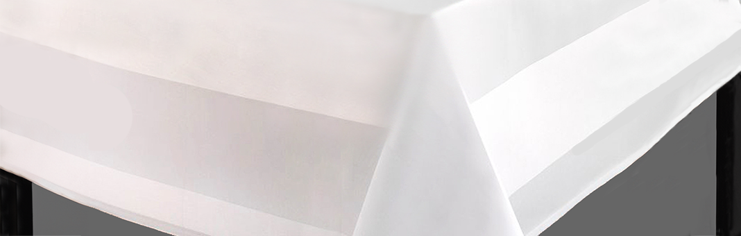 Tischdecken mit Atlaskante und Atlasstreifen