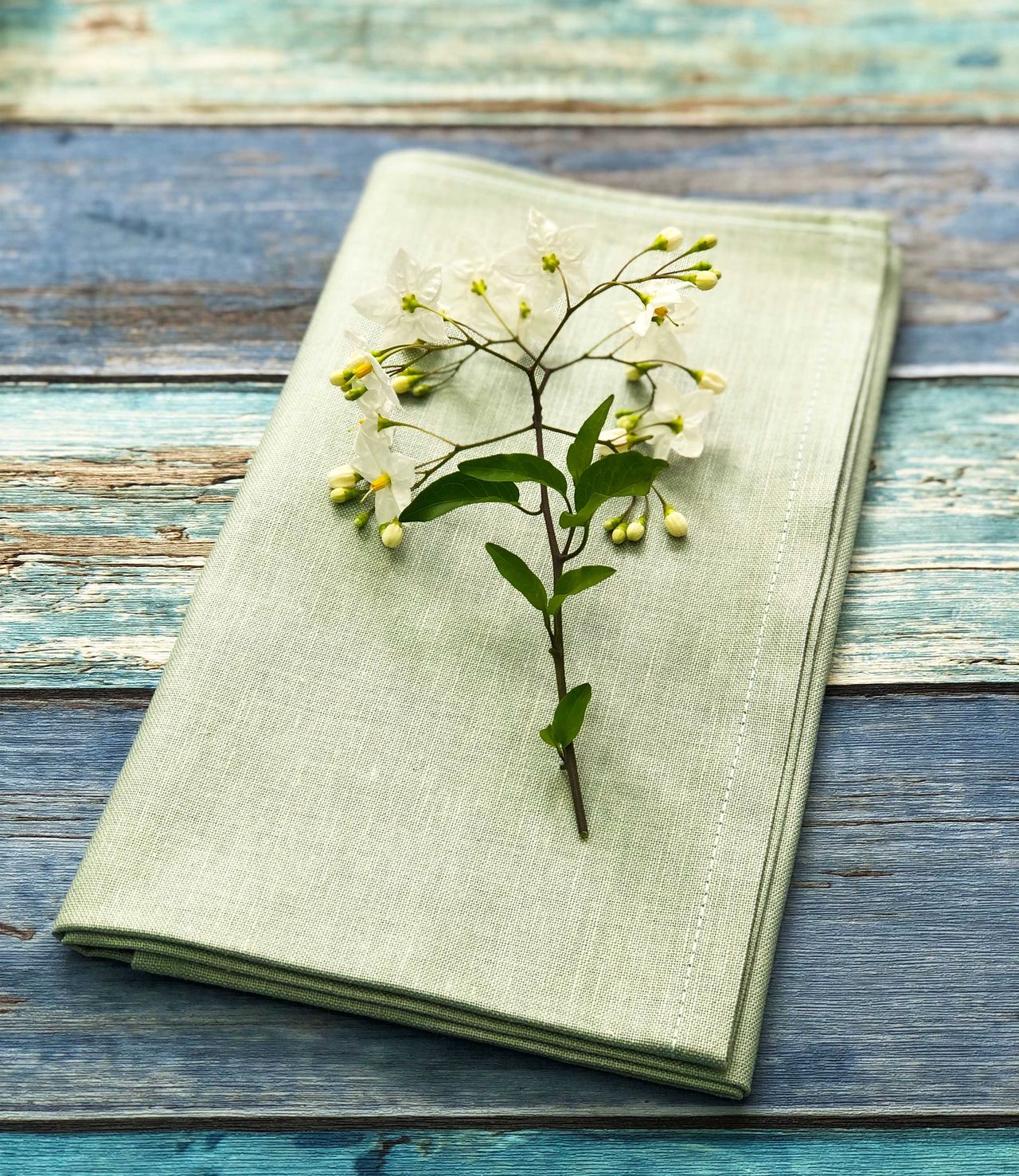 6 Halbleinen-Servietten, hellgrün, 50x50