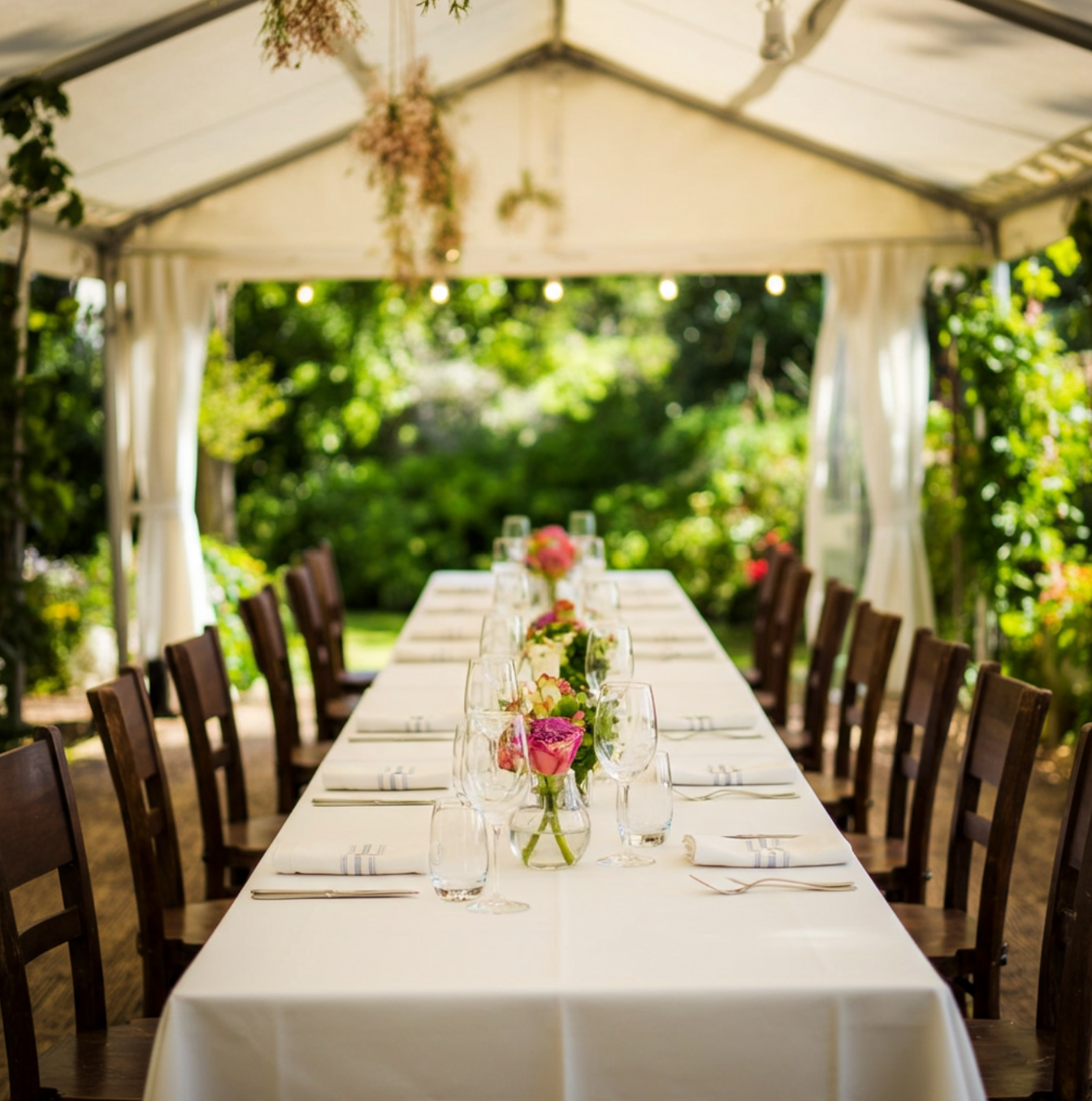 Weiße Tischdecken ohne Muster wirken immer edel