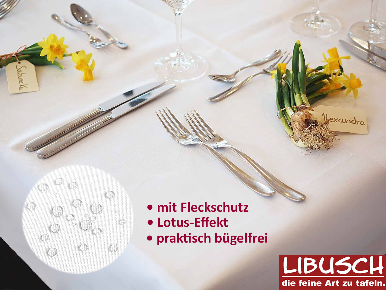 Buegelfreie Tischdecke Jatta mit Lotus-Effekt