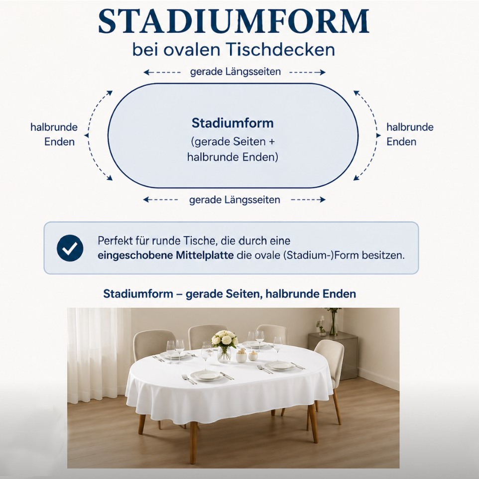 ovale Tischdecke - Stadiumform