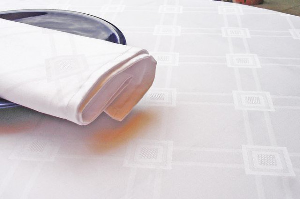 Damask tablecloth Milara, white, with elegant pattern, 140x230