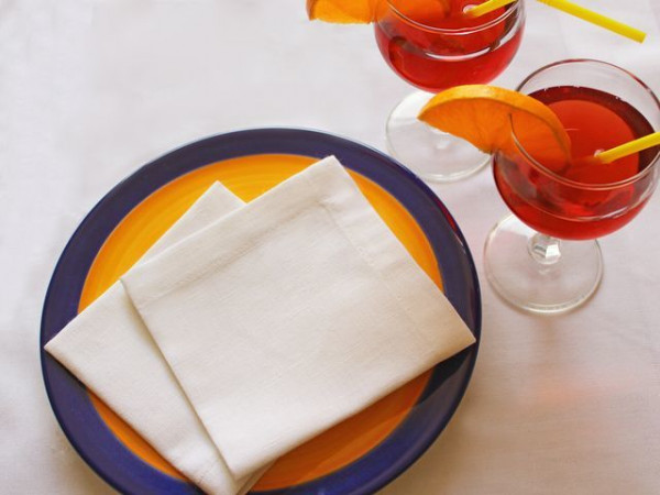50 Cocktailservietten aus Halbleinen, weiß, 25x25