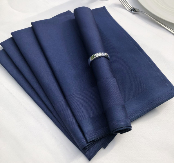 6 cloth napkins, Padua, navy-dark blue, with satin band 50x50 cm