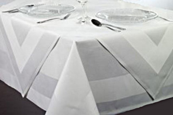 Table topper Padua, white, with satin band, 100x100