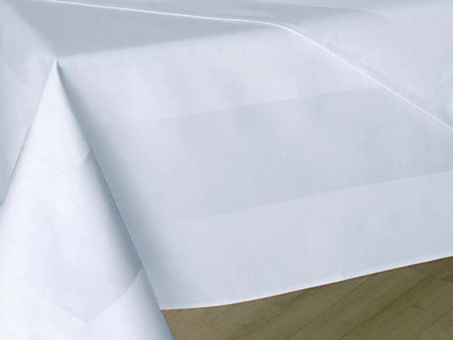 Tischdecken weiß mit Atlaskante