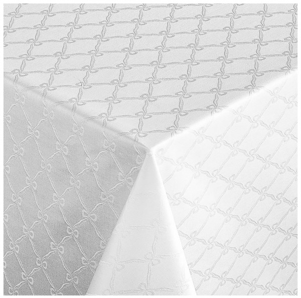 Damask tablecloth Fina, white, with classic pattern, 140x300