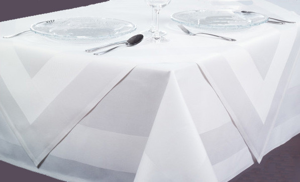 Table topper Padua, white, with satin band, 90x90